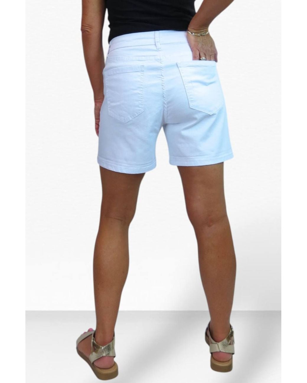 Paulo Due Blue Stretch Denim Coloured Shorts W/ Turn Up Cuff