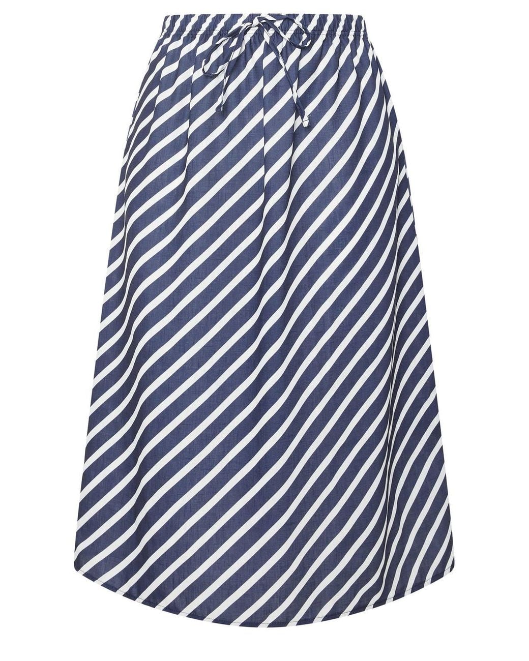 Yours Blue Linen Look Stripe Skirt