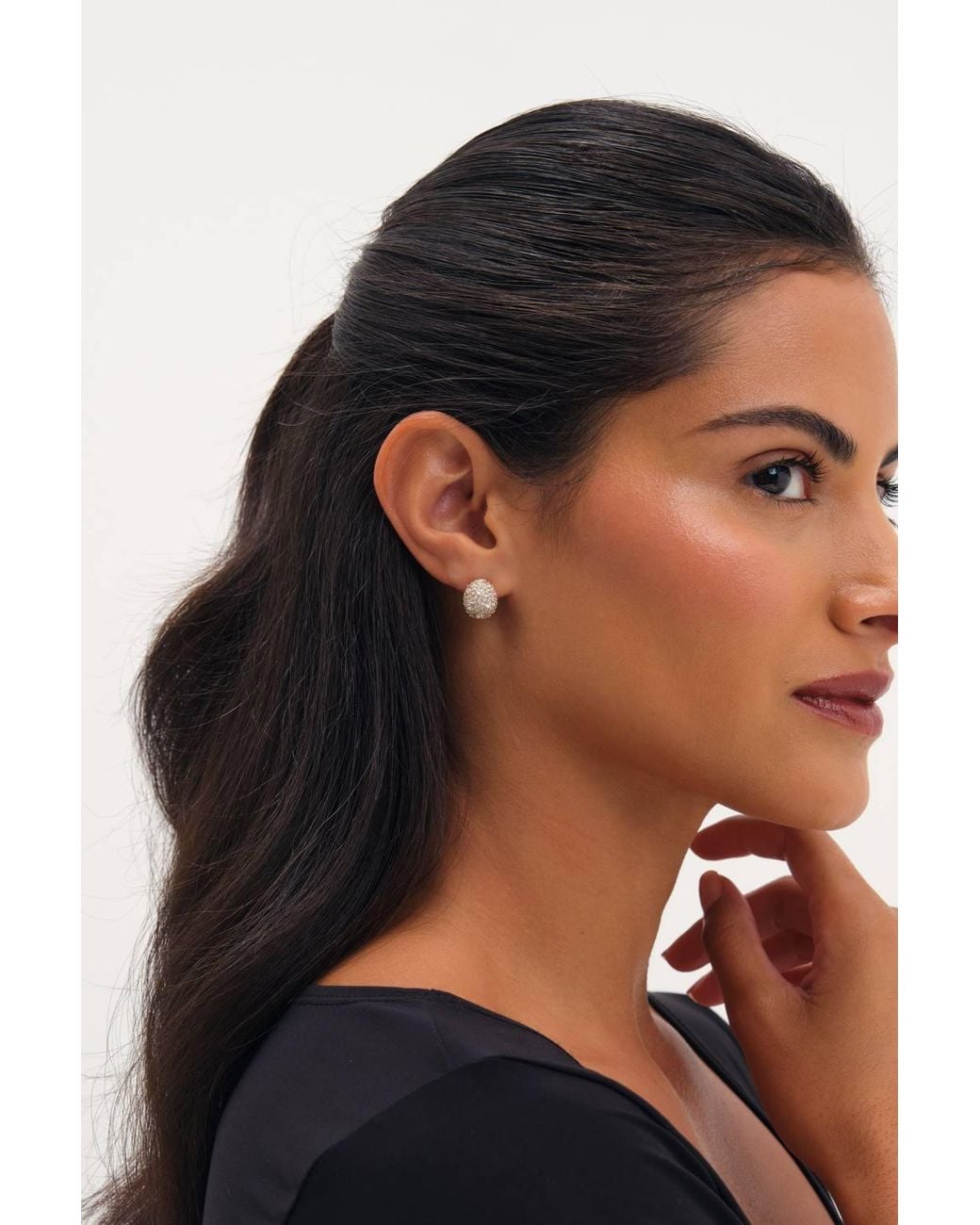 Jon Richard Metallic Plated & Pave Dome Stud Earrings