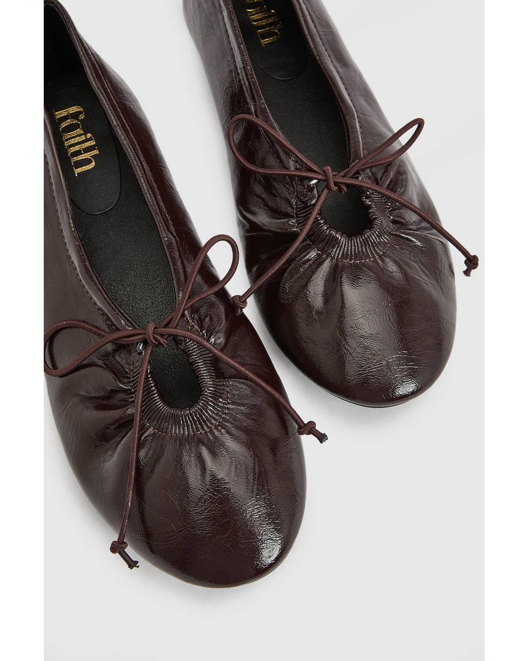 Dorothy Perkins Blue Faith: Jade Faux Leather Bow Detail Ballet Pumps