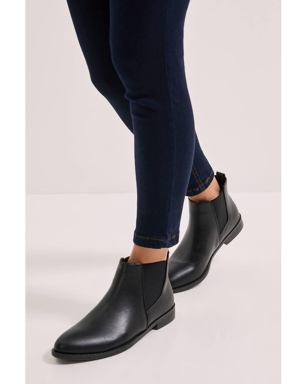 Dorothy Perkins Black Megs Flat Chelsea Boots