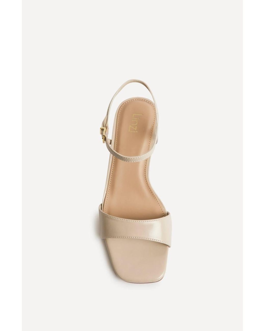 Linzi Natural Reveal Faux Leather Block Heeled Sandals