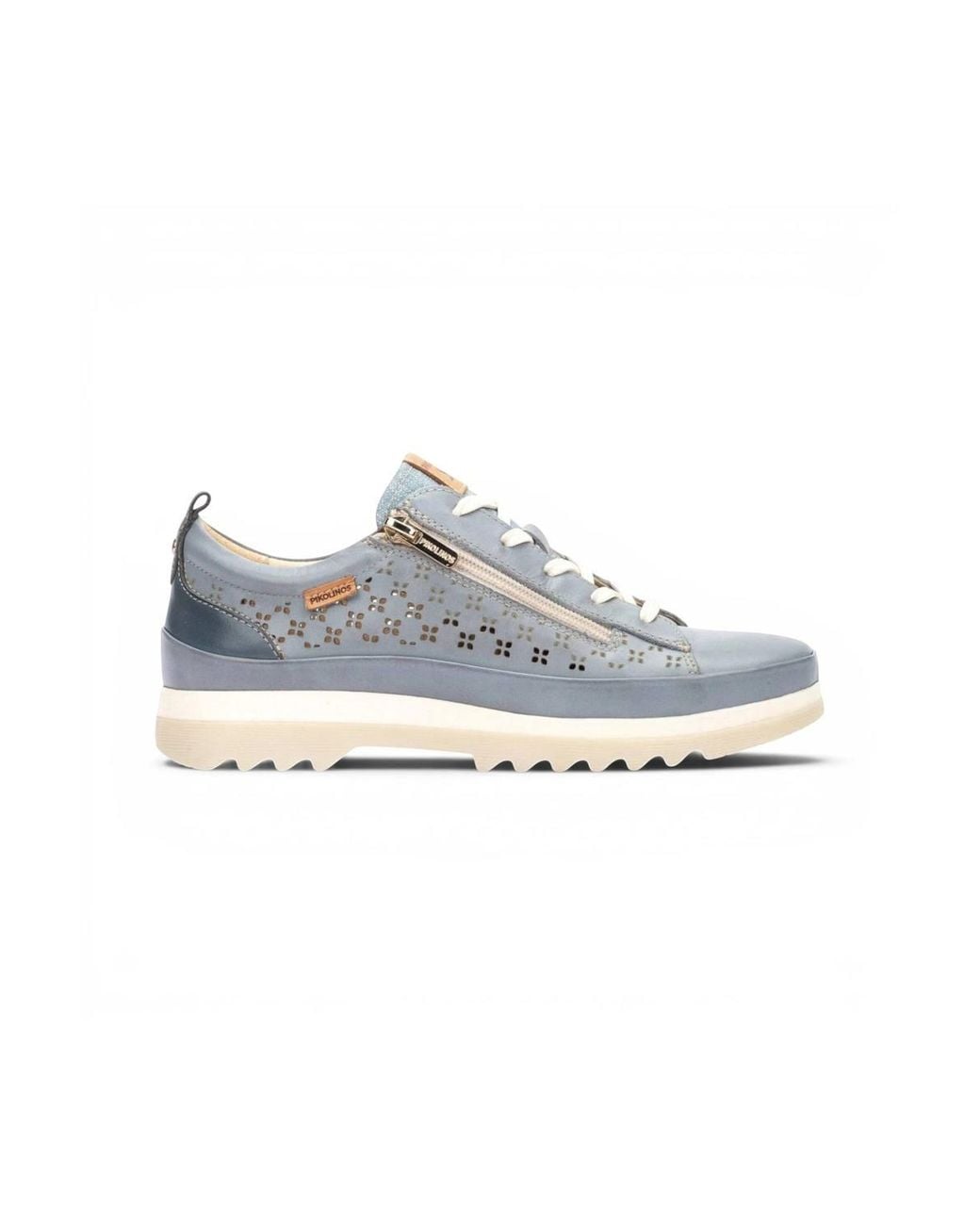 Infinity Leather Blue Pikolinos Leather Lace Up Zipped Trainer Sneaker Shoes