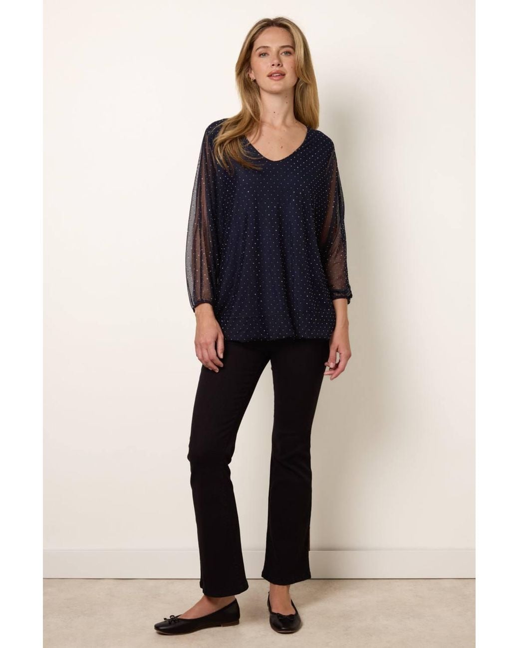 Blue Vanilla Blue Long Sleeve Boat Blouse