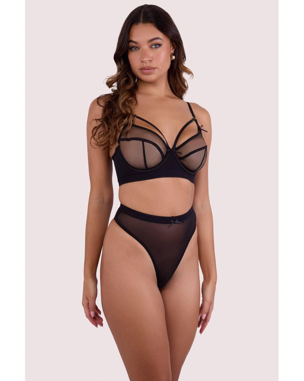 Playful Promises Black Josie Mesh 'High Waist Thong'