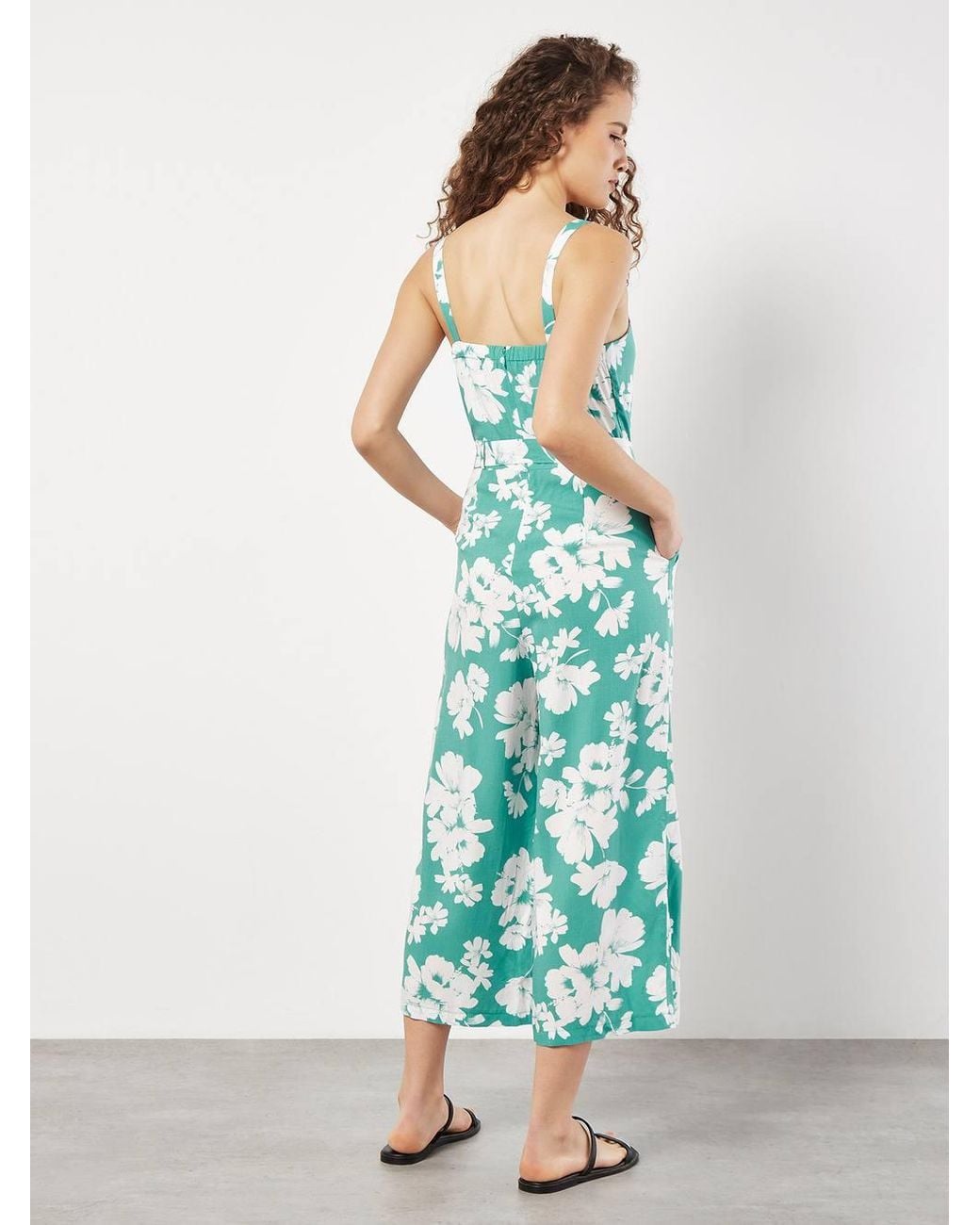 Apricot Blue Floral Silhouette Wide-Leg Jumpsuit