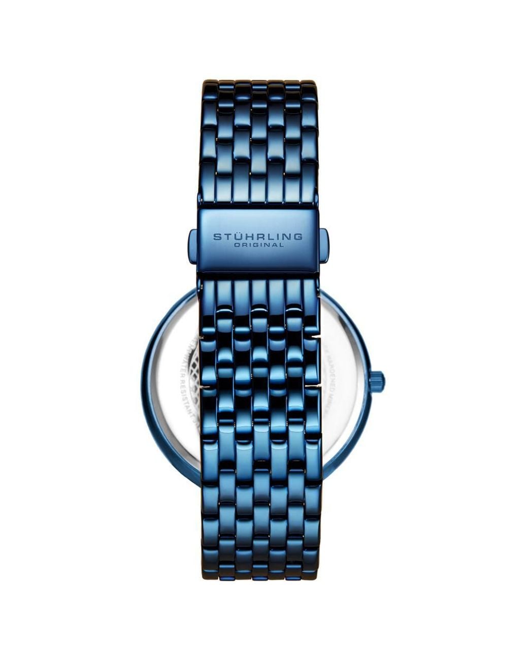 Stuhrling Blue Symphony 3929 Quartz Crystal Studded Watch W/ Stainless Steel Bracelet