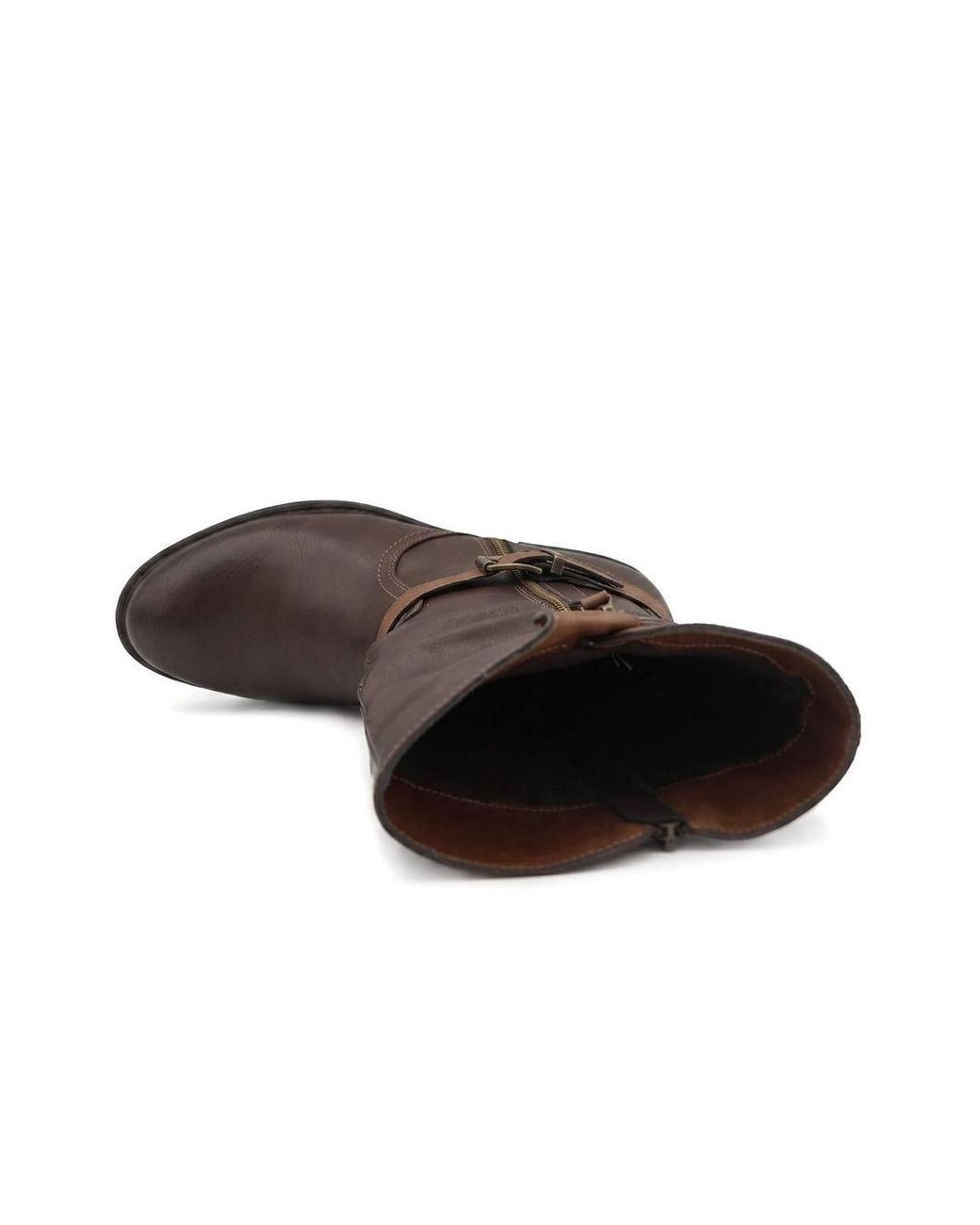 Pavers Brown Waterproof Zip & Buckle Heeled Calf Boots