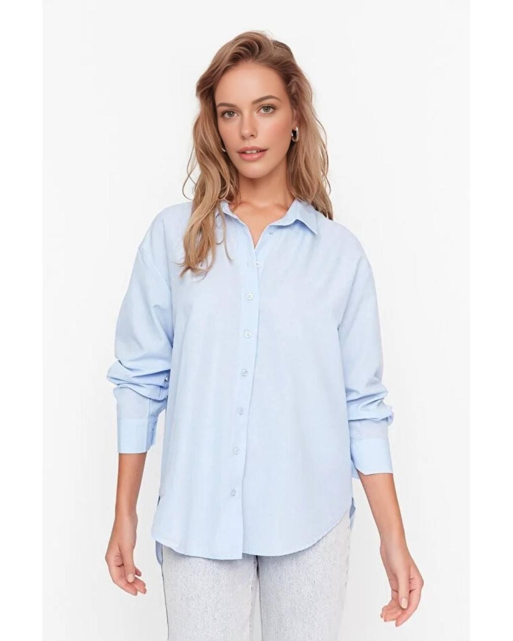 WOVCOR White Loose Fit Cotton Woven Shirt