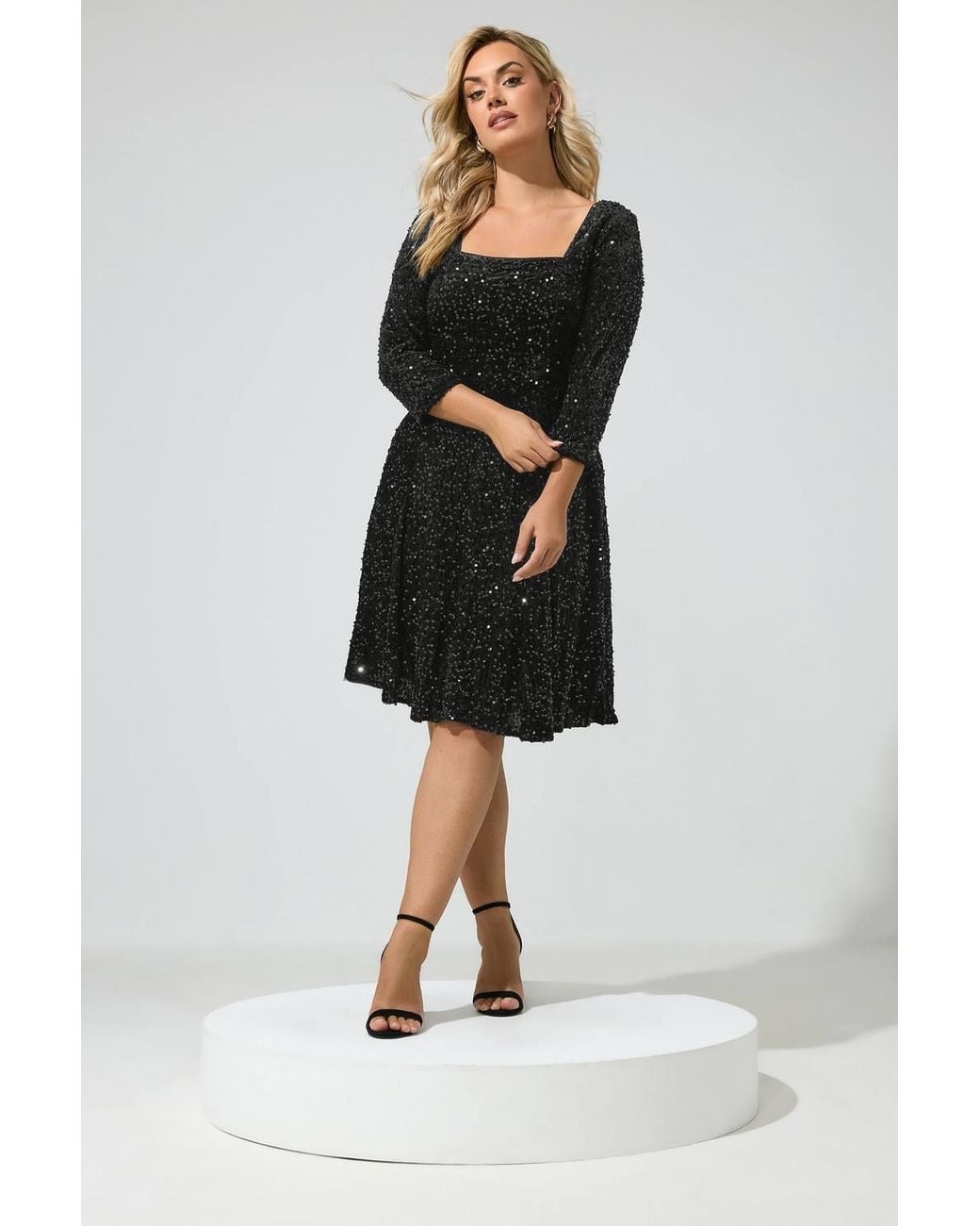 Yours Black Sequin Velvet Mini Dress