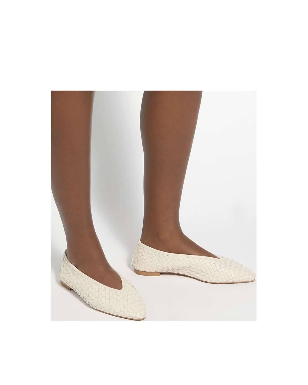 Dune Natural 'Henlee' Leather Ballet Pumps