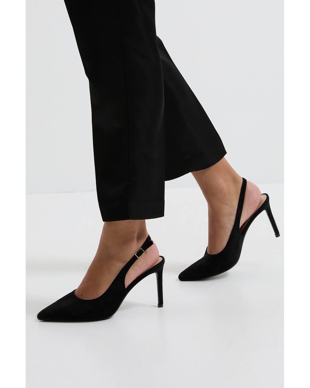 Dorothy Perkins Black Wide Fit Dasha Sling Back High Stiletto Court Shoes