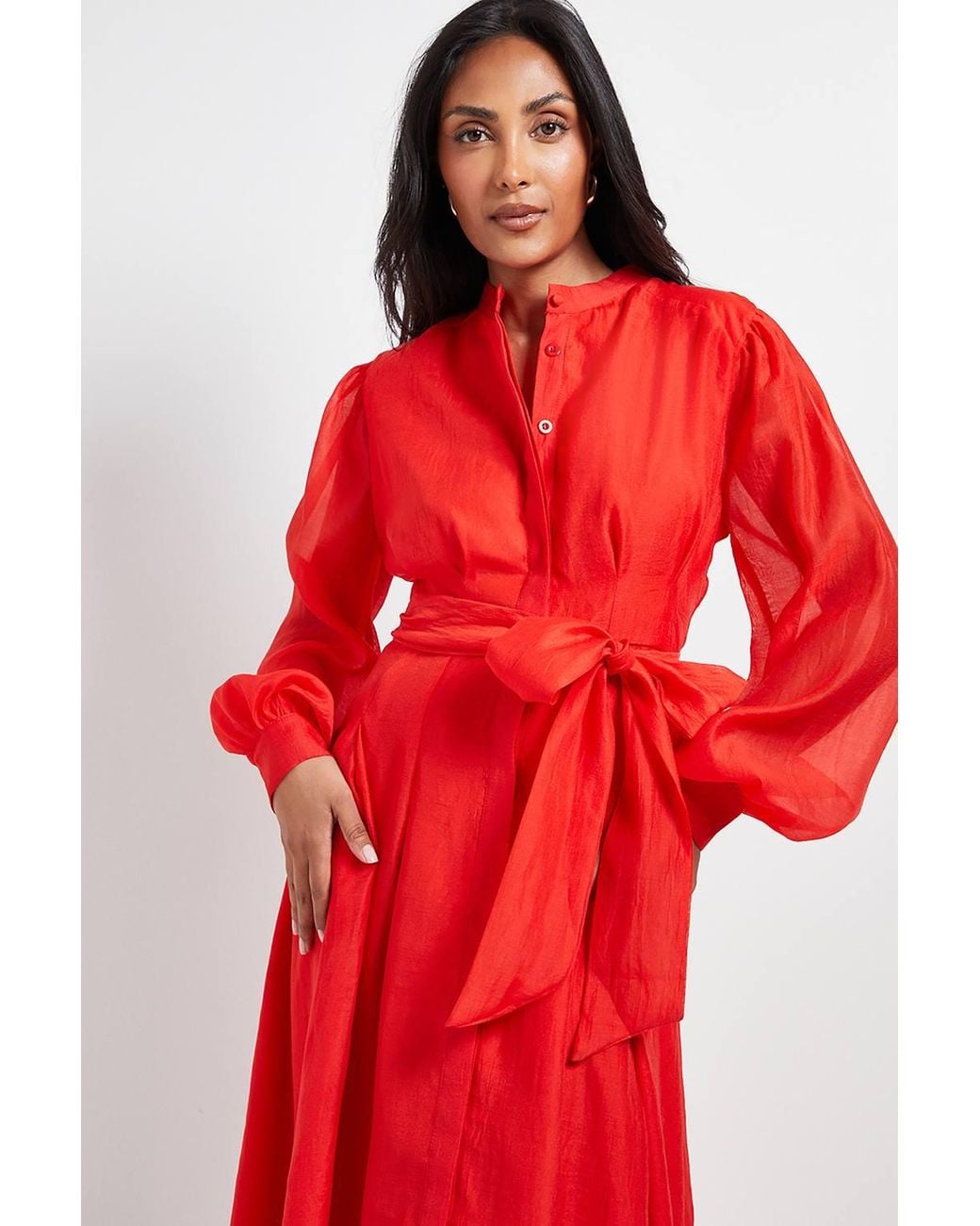 Wallis Petite Textured Organza Midi Shirt Dress