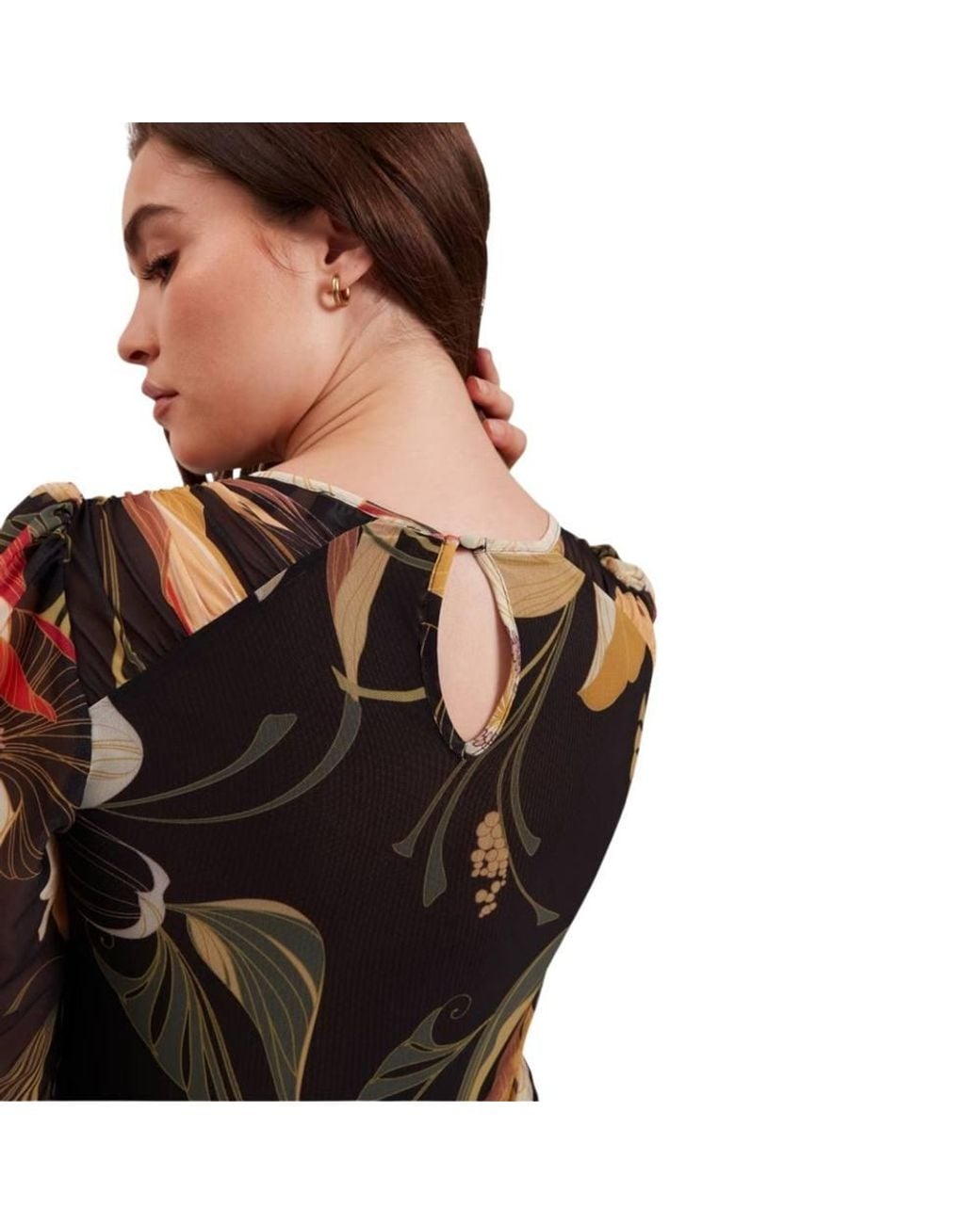 Ted Baker Black Skater Long Sleeve Round Neck Regular Fit Mini Dress