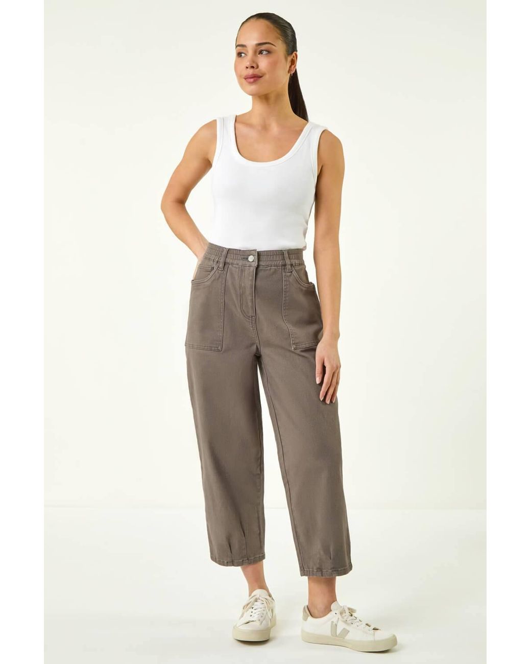 Roman Natural Petite Pocket Front Cropped Jeans