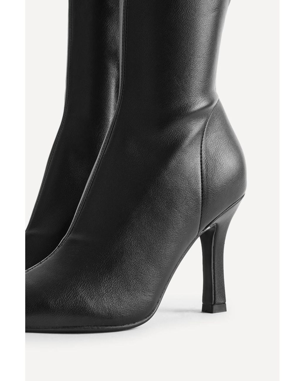 Linzi Black Alexia Faux Leather Stretch High Leg Boots