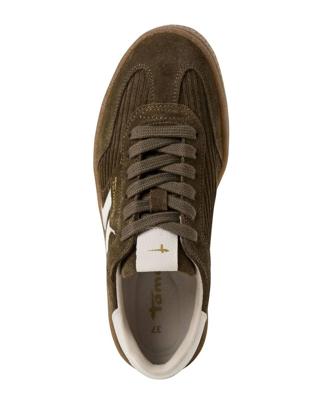 Infinity Leather Brown Tamaris Suede Leather Fashion Lace Up Sneakers