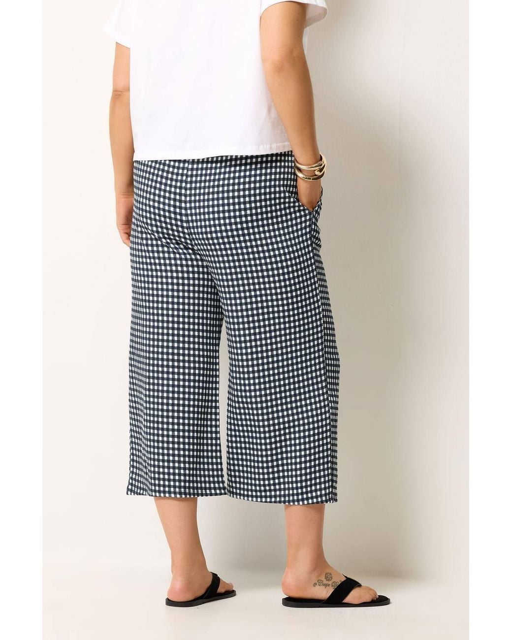 Yours Blue Gingham Culottes