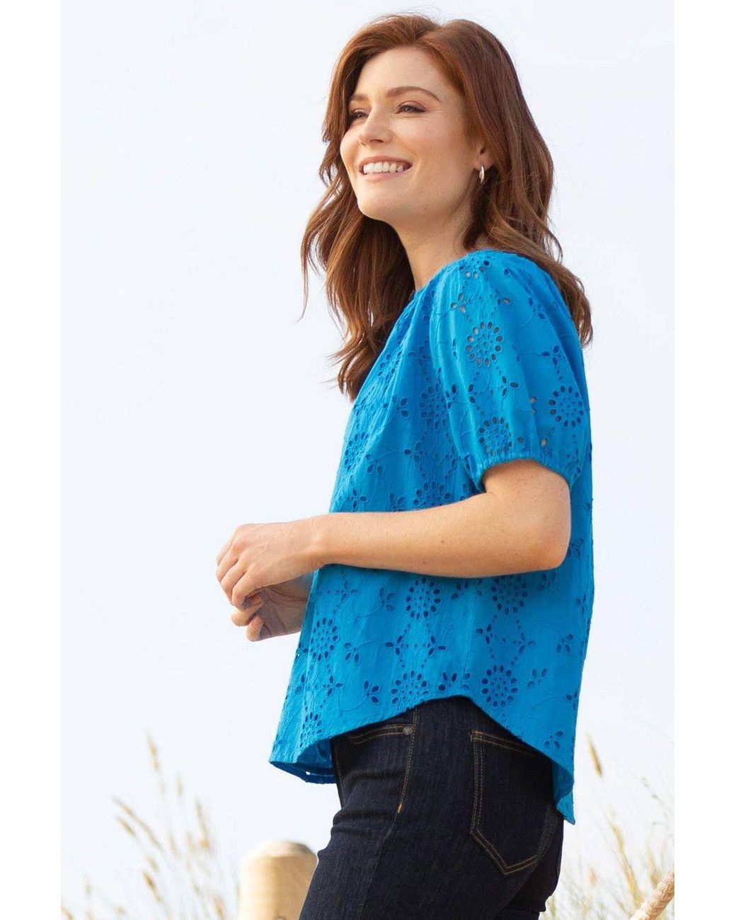 Kite Blue Tincleton Broderie Blouse