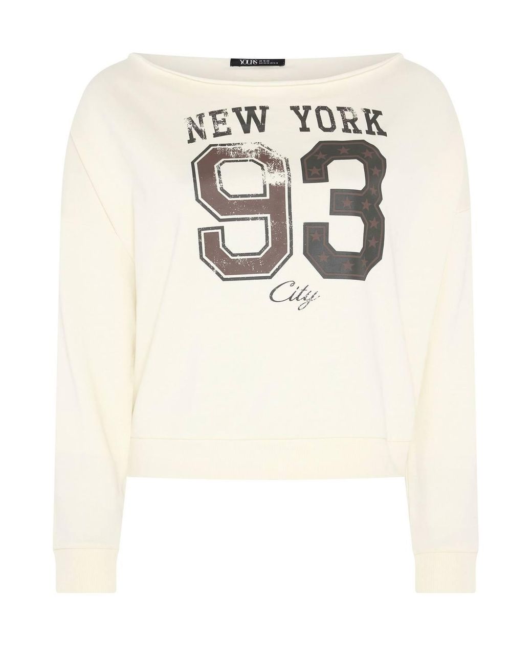 Yours White 'New York' Off-Shoulder Sweatshirt