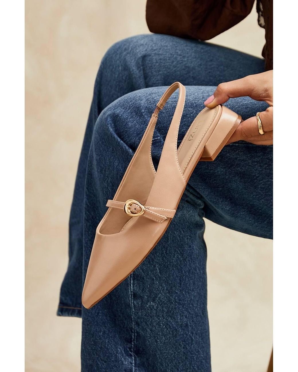 Linzi Pink Align Faux Leather Ballet Flats