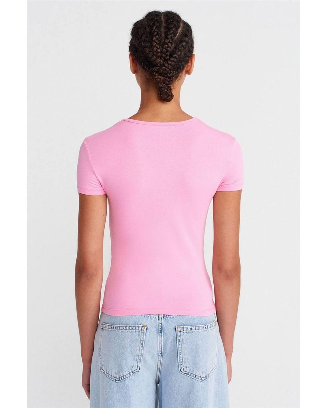 Dilvin Red Crop Slim-Fit Crew Neck T-Shirt
