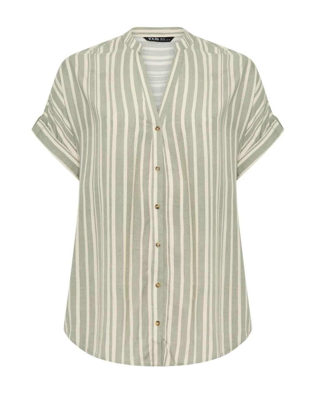 Yours Green Stripe Tab Detail Shirt