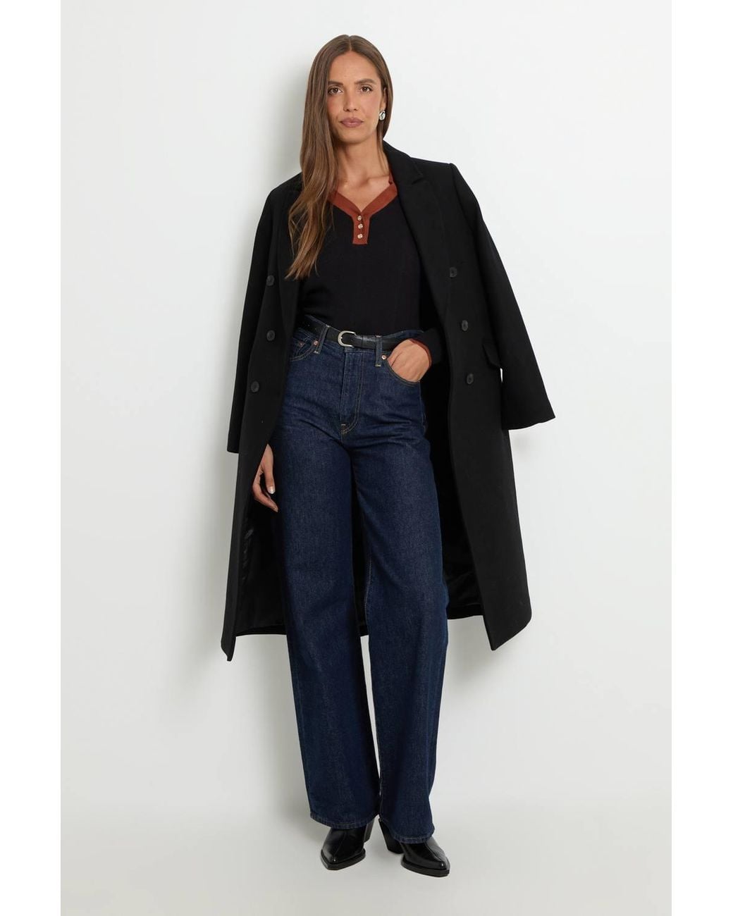 Wallis Black Contrast Trim Fine Knitted Jumper