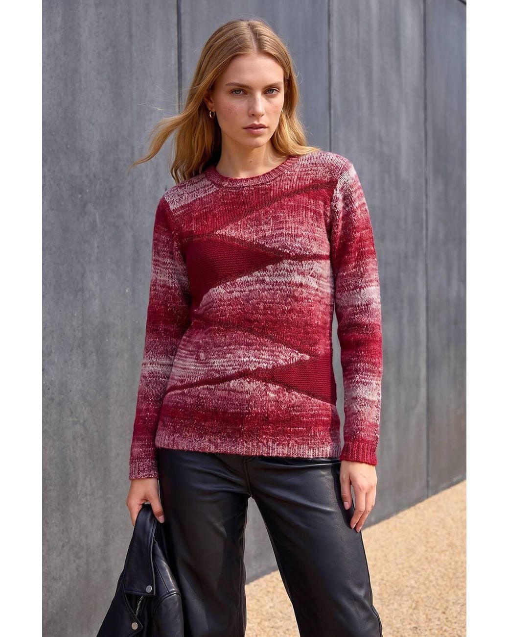 Roman Red Colour Block Knit Jumper