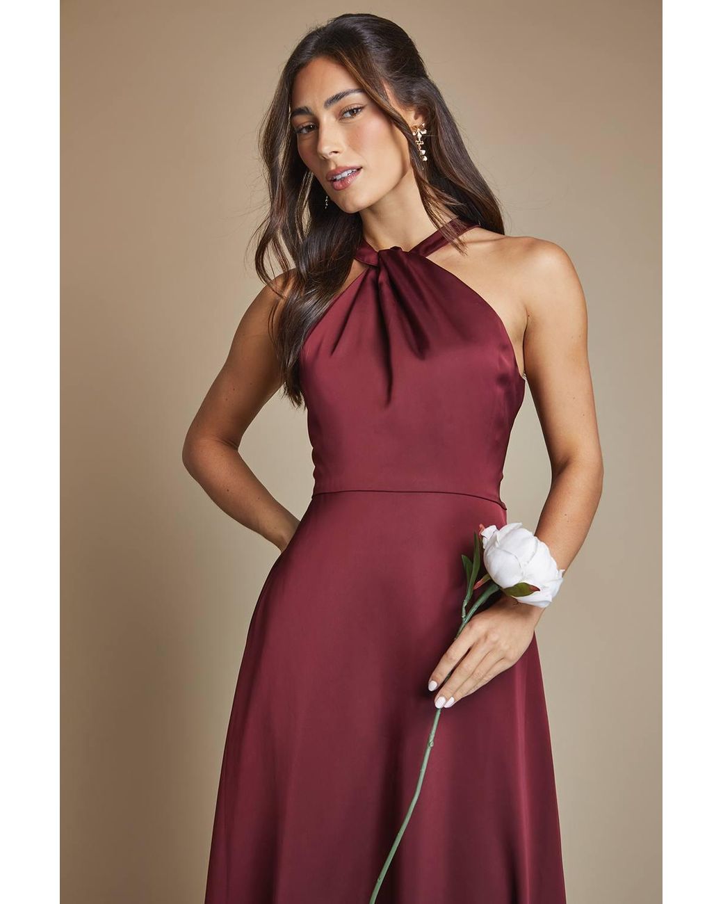 Coast Honoured Twist Halterneck Satin Maxi Bridesmaid Dress