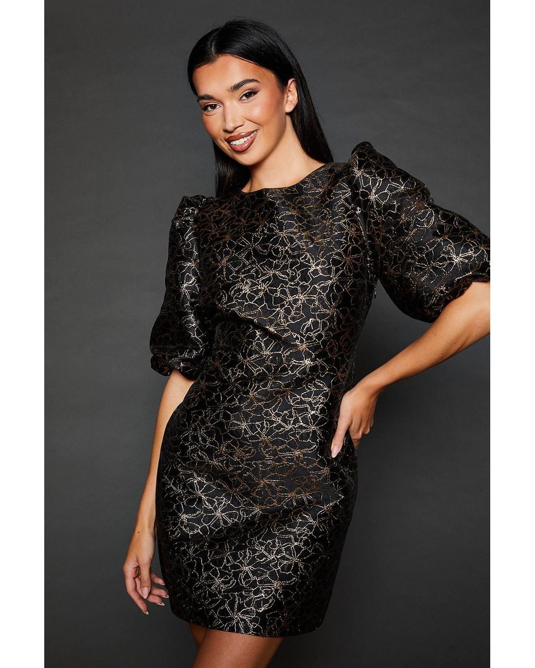 Dorothy Perkins Black Dp Luxe Jacquard Mini Dress