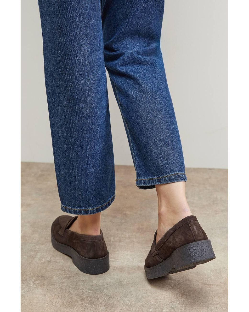 Oasis Blue Butter Suede Chunky Penny Casual Loafers