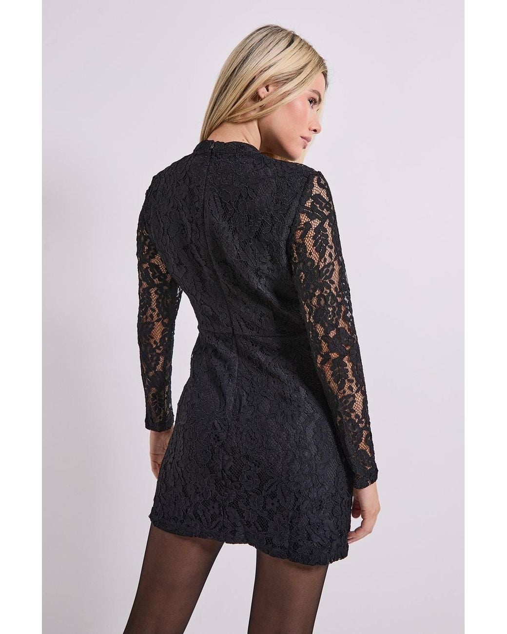 Dorothy Perkins Black Dp Luxe Gathered Detail Lace Pencil Dress