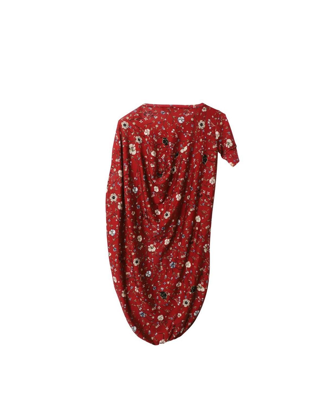McQueen Red Preloved Asymmetric Back Draped Floral Dress