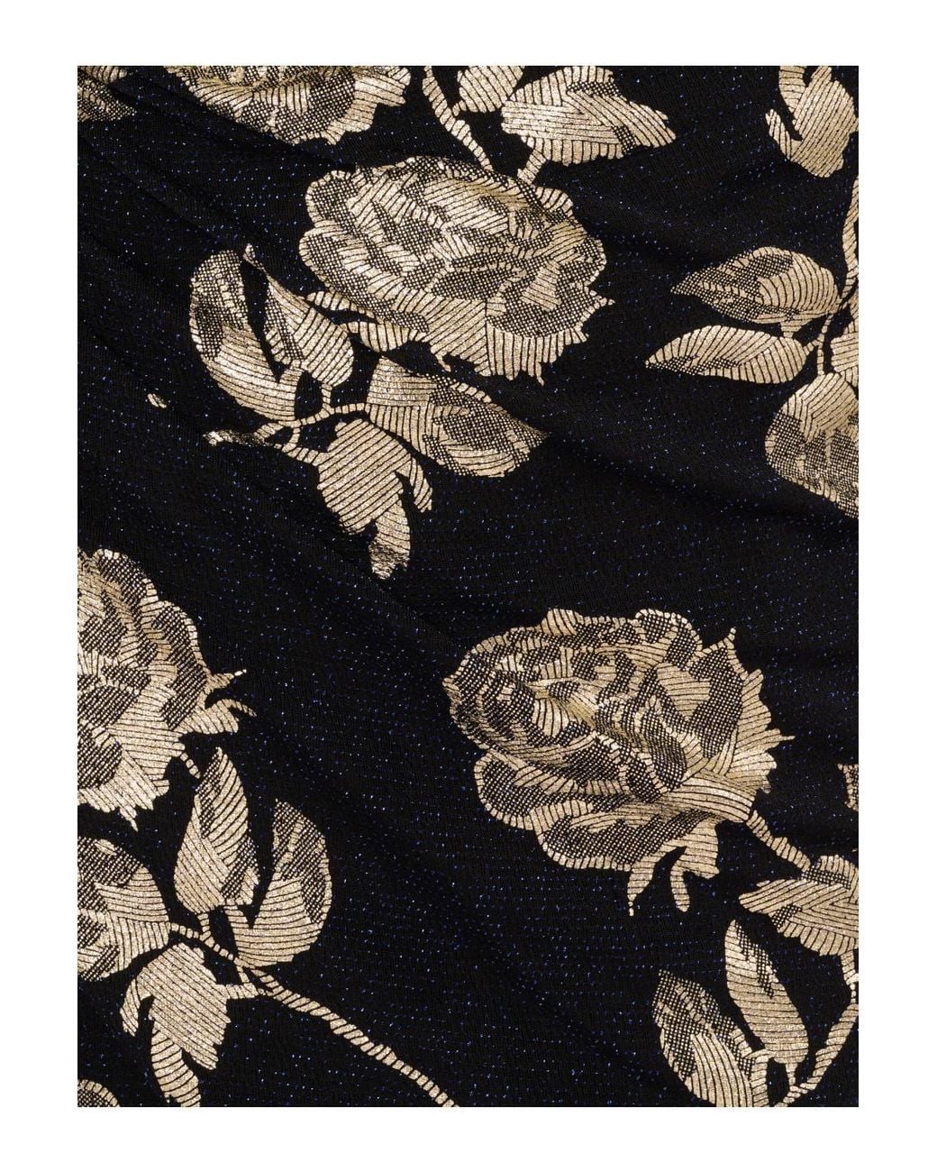 Adrianna Papell Black Floral Metallic Knit Gown Dress