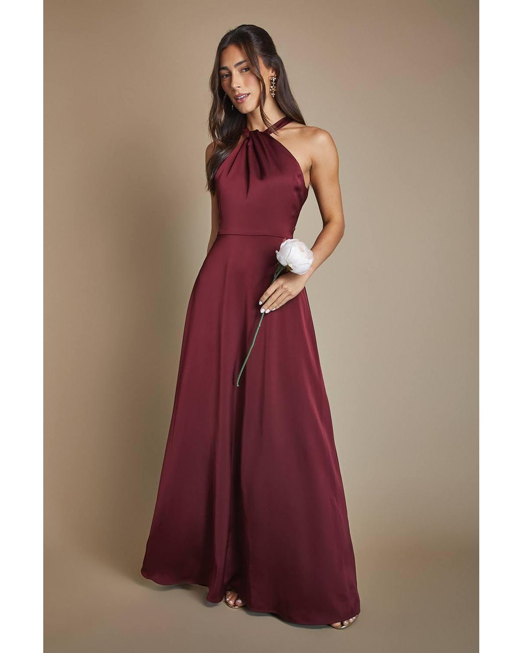 Coast Honoured Twist Halterneck Satin Maxi Bridesmaid Dress