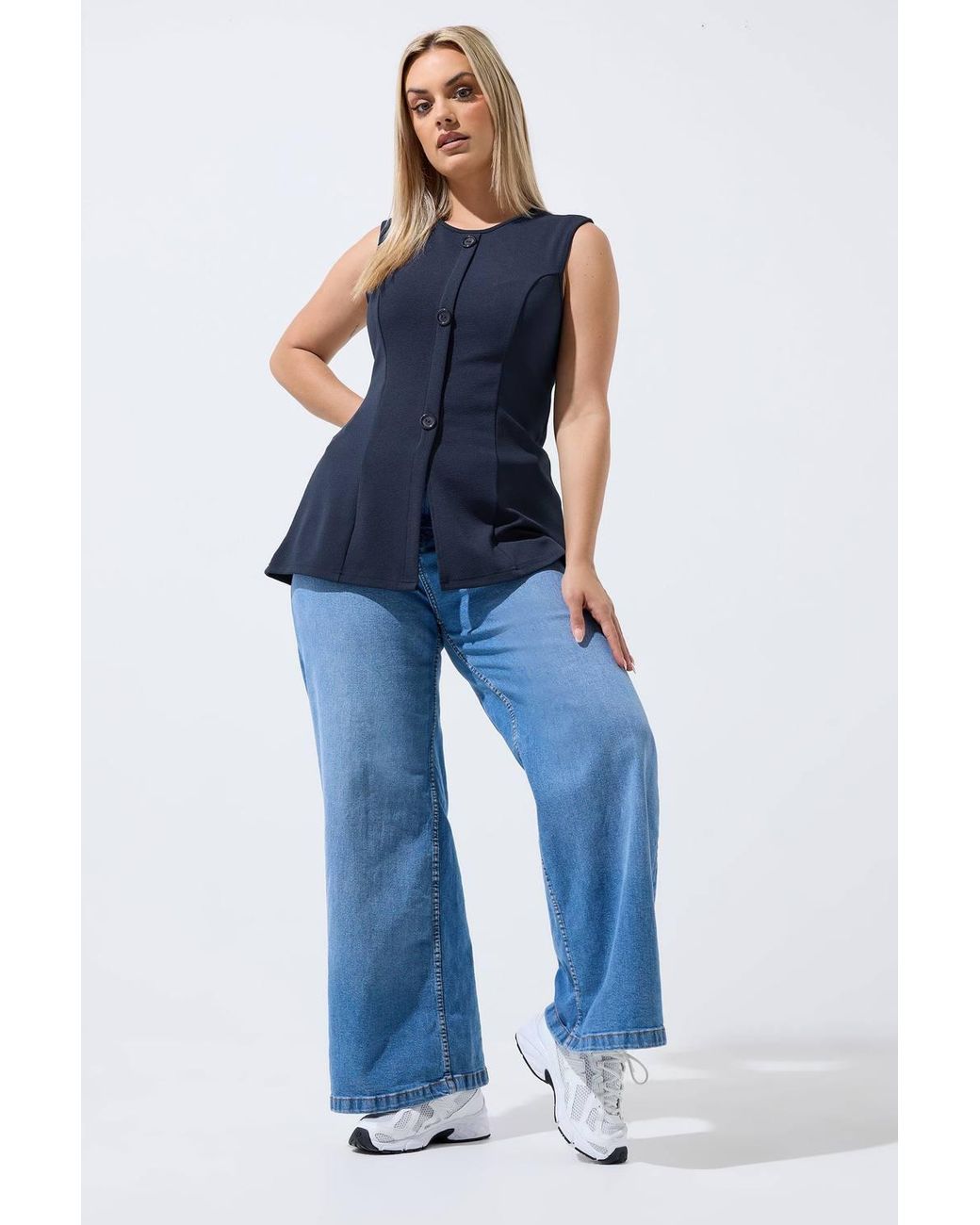 Yours Blue Seam Detail Waistcoat