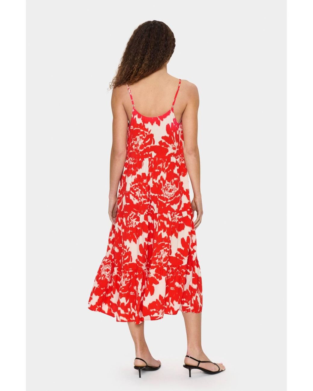 Saint Tropez Red Eda Spaghetti Straps A-Line Midi Dress