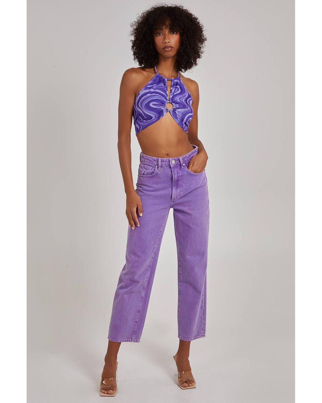 Pink Vanilla Purple Swirl Print Halterneck Top