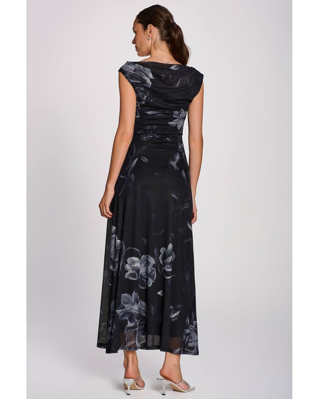 Jolie Moi Black Multiway Neckline Mesh Maxi Dress