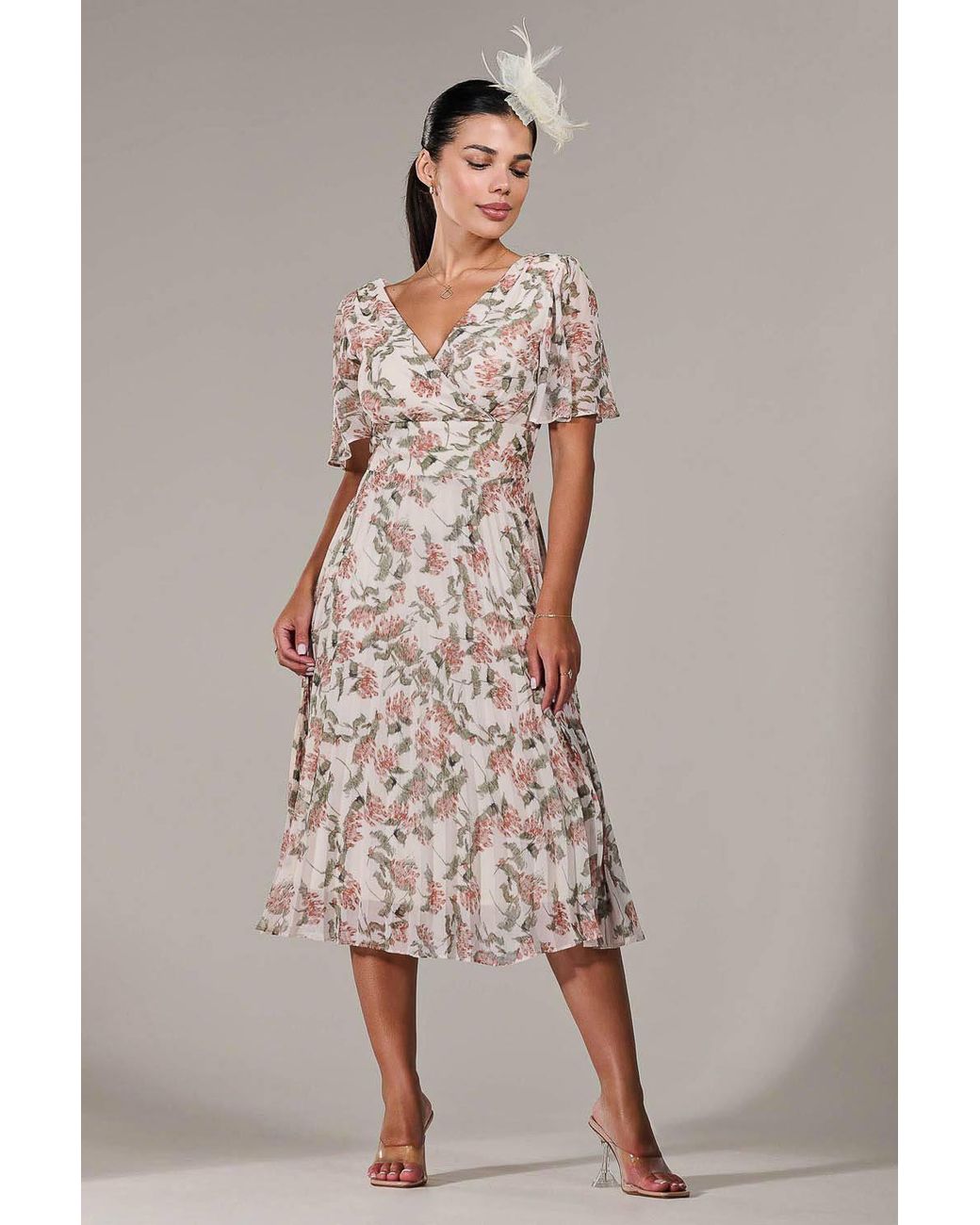 Jolie Moi Pink Petite Chiffon Pleated Midaxi Dress