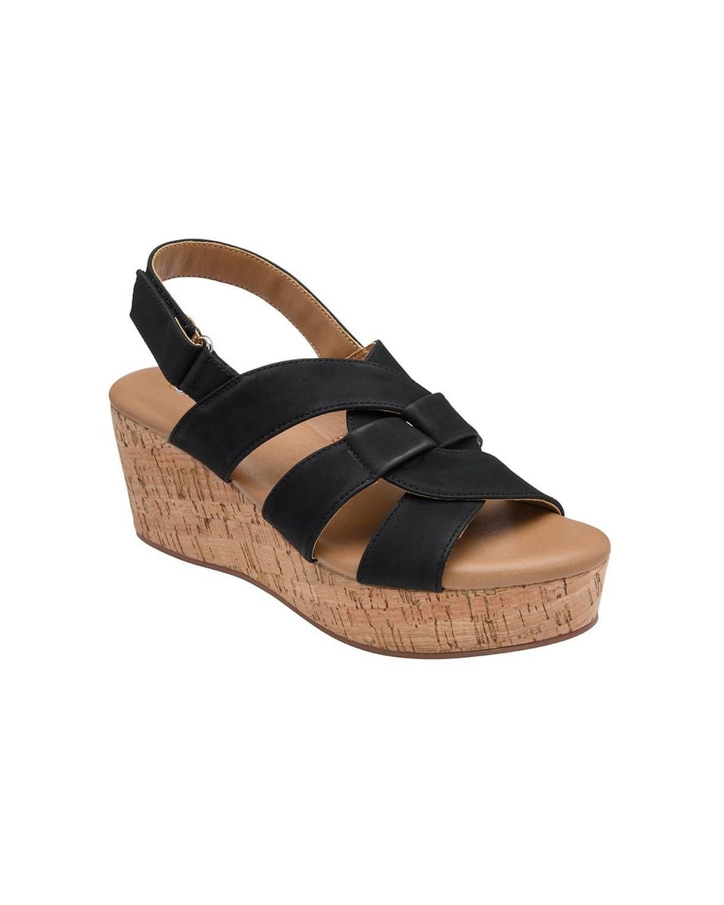 Lotus Black 'Thora' Open-Toe Wedge Sandals