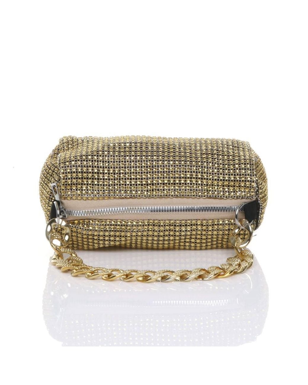 AJVANI Metallic Sparkly Baguette Barrel Clutch Bag