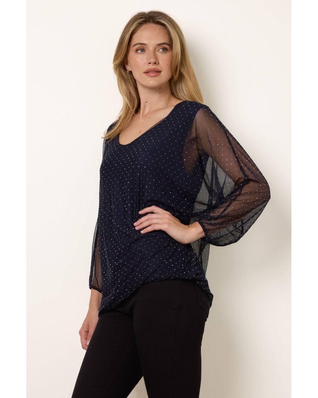 Blue Vanilla Blue Long Sleeve Boat Blouse