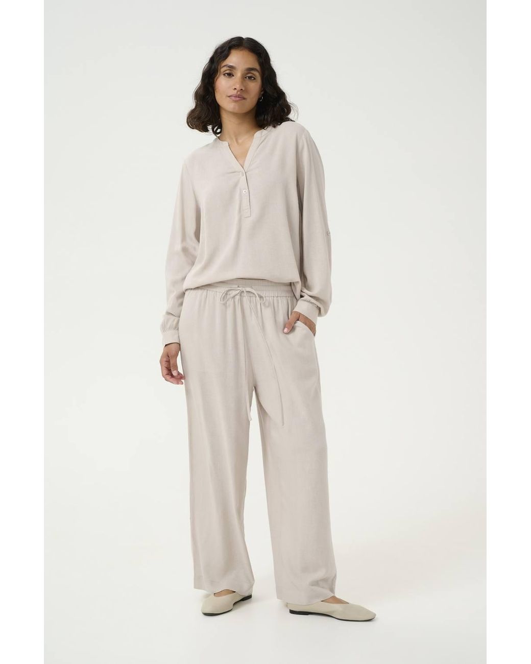Kaffe Multicolor Kamilia Cropped Wide Trousers