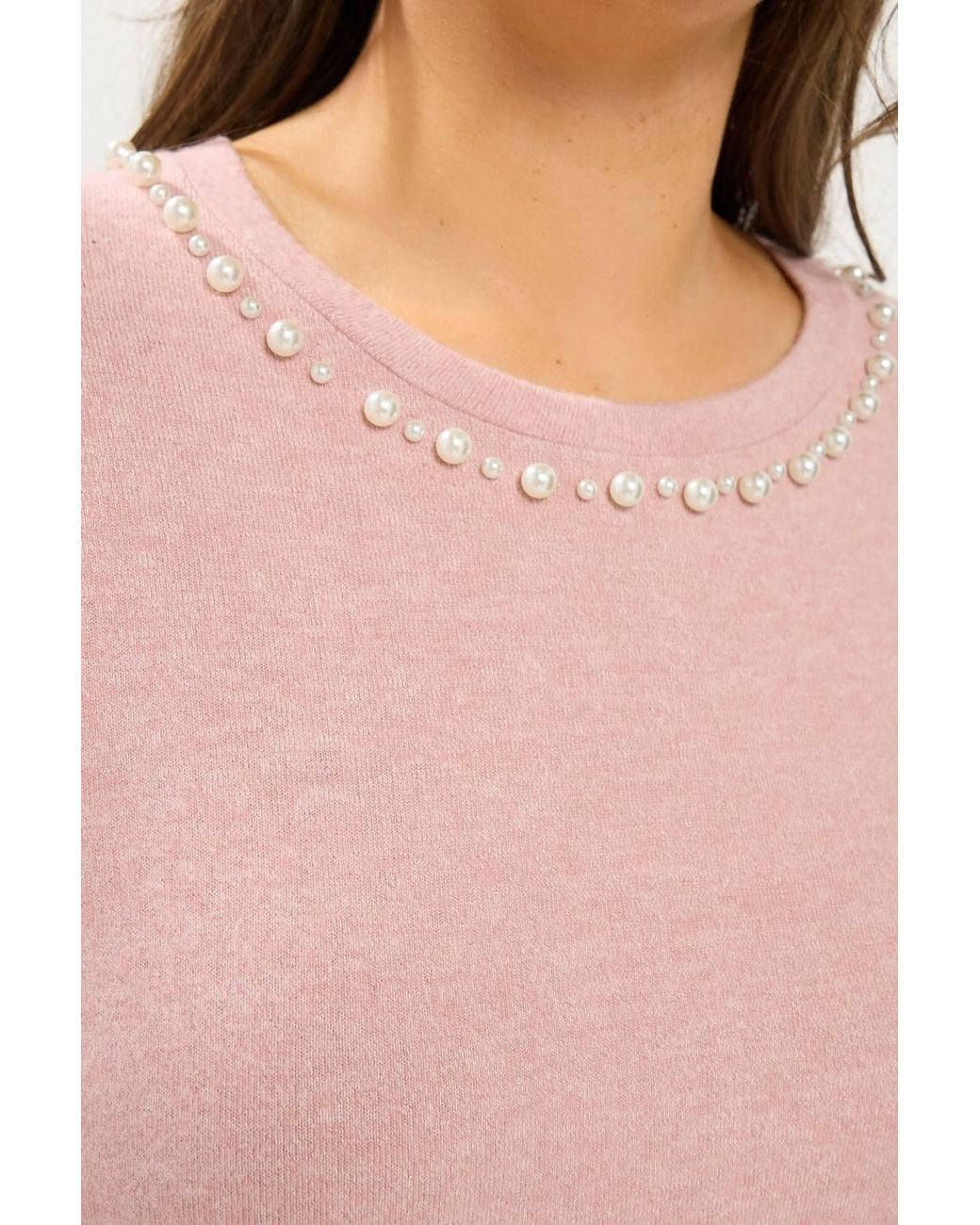 Yours Pink Pearl Embellished Jumper