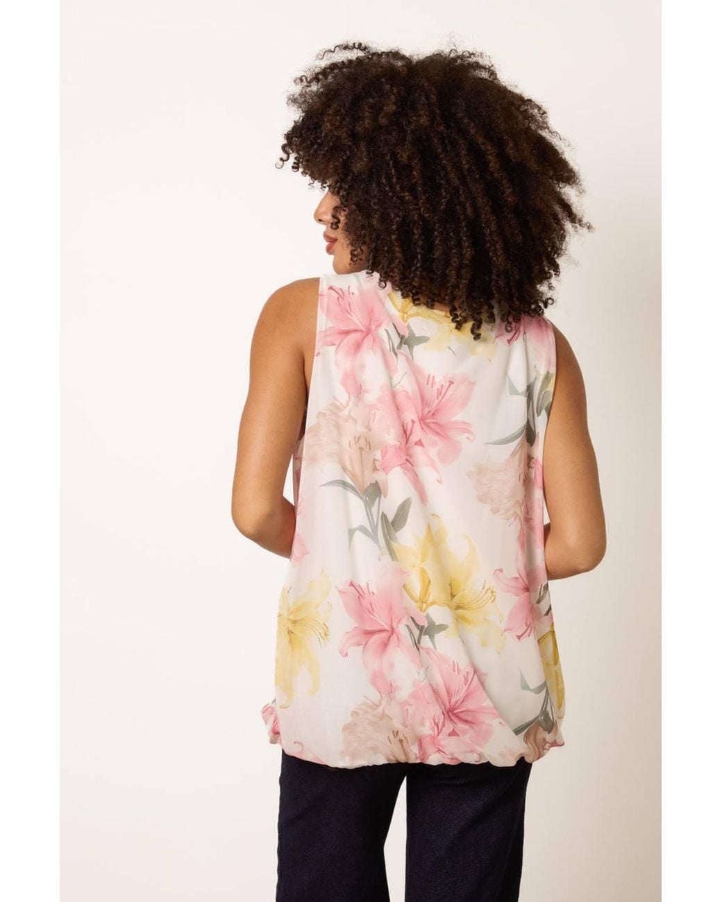 Blue Vanilla Pink Sleeveless Scoop Blouse