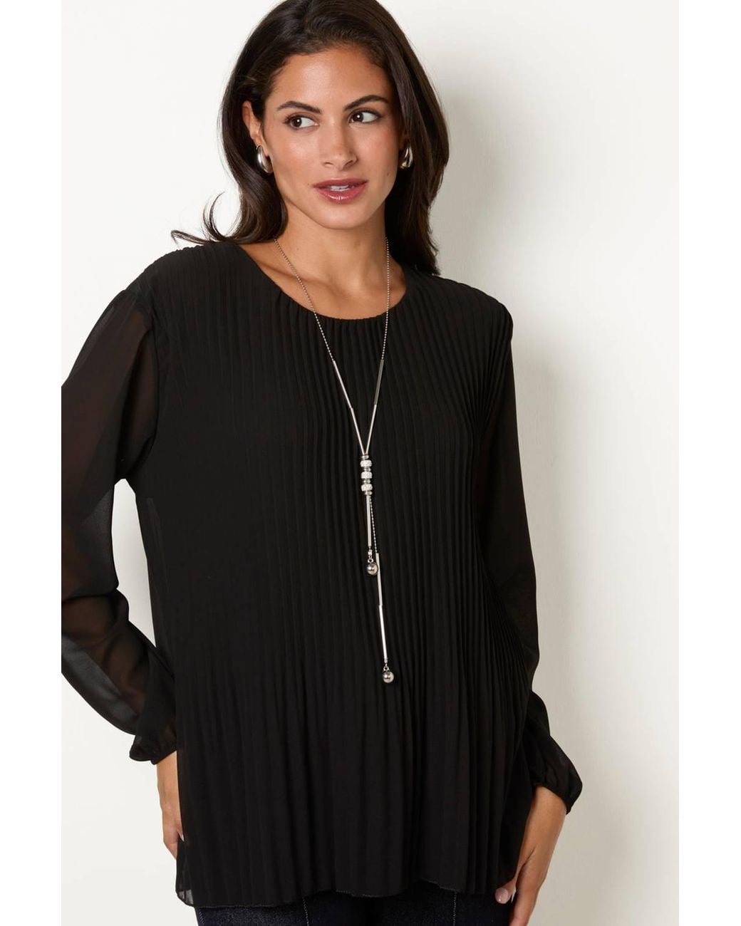 Blue Vanilla Black Long Sleeve Round Neck Blouse