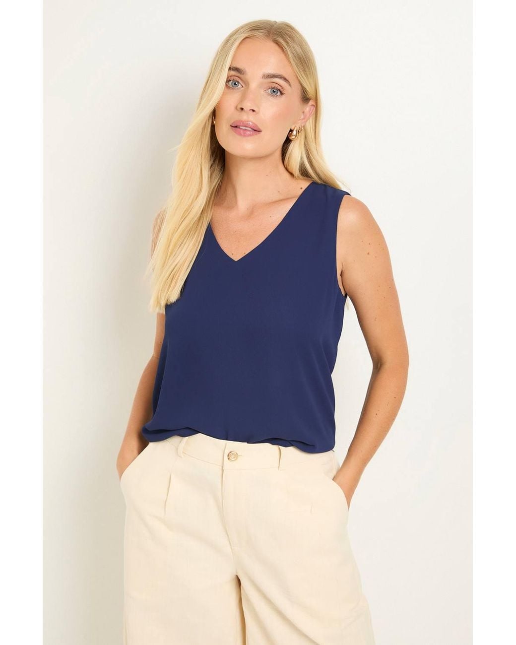 Wallis Blue Petite V Neck Cami Top