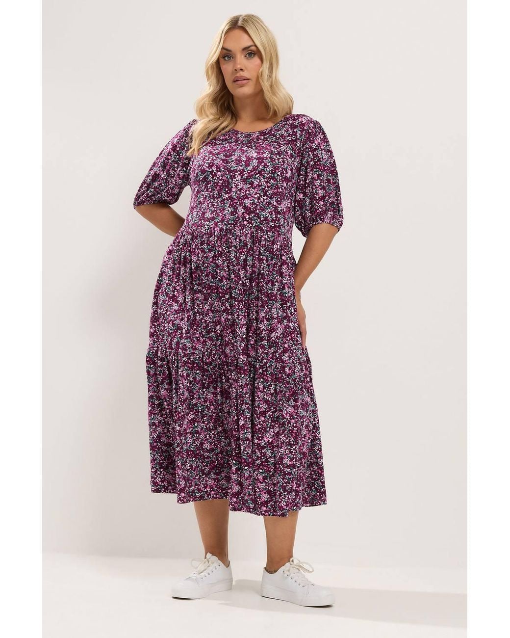 Yours Purple Floral Print Maxi Dress